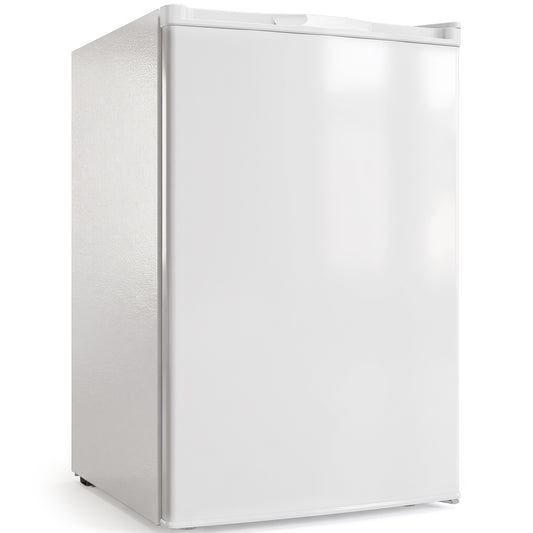 HOMCOM 85L Mini Freezer Countertop, Compact Freestanding Upright Freezer with Reversible Door, Removable Glass Shelves, White