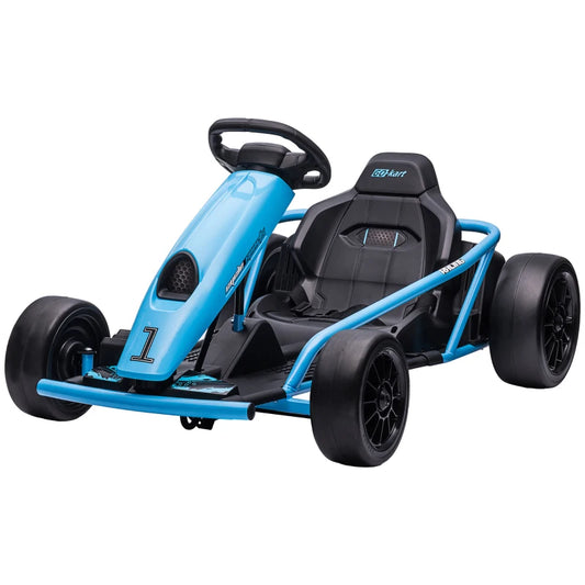 HOMCOM 24V Electric Go Kart for Kids, Drift Ride-On Racing Go Kart with 2 Speeds, for Boys Girls Aged 8-12 Years Old, Blue