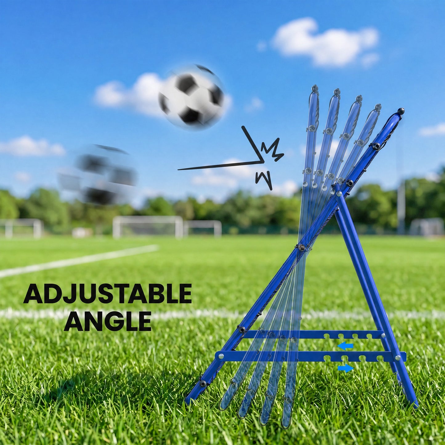 HOMCOM Adjustable Rebounder Net Kickback Target Goal for Teens Adults Training, Blue