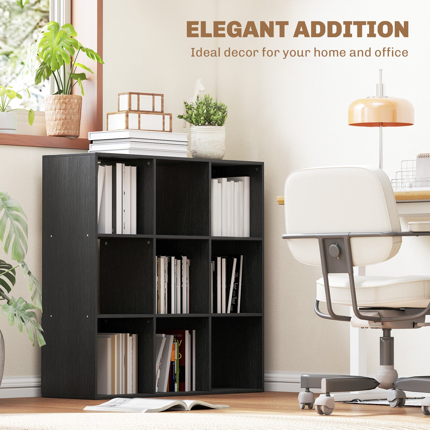 HOMCOM Nine-Cube Storage Shelf - Black