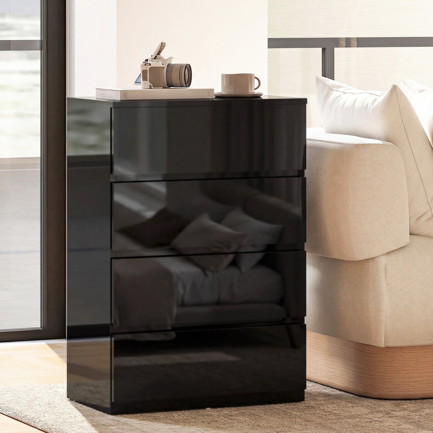 HOMCOM Chest of Drawers, 4-Drawer Storage, Modern Dresser, Storage Drawer Unit for Bedroom