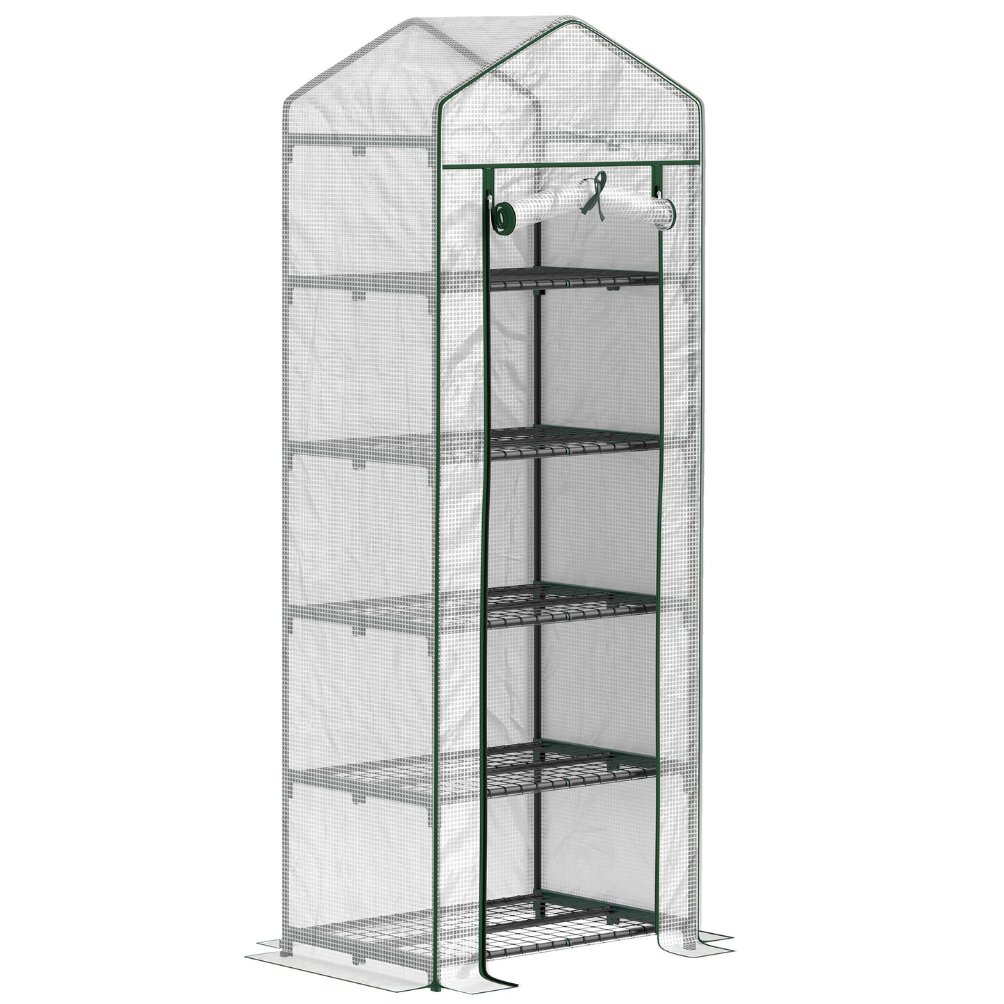 Outsunny 193cm Five Shelf Mini Greenhouse - Green border