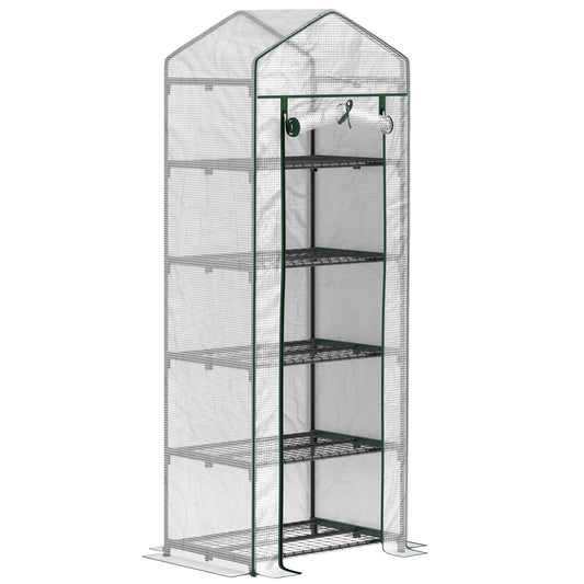 Outsunny 193cm Five Shelf Mini Greenhouse - Green border