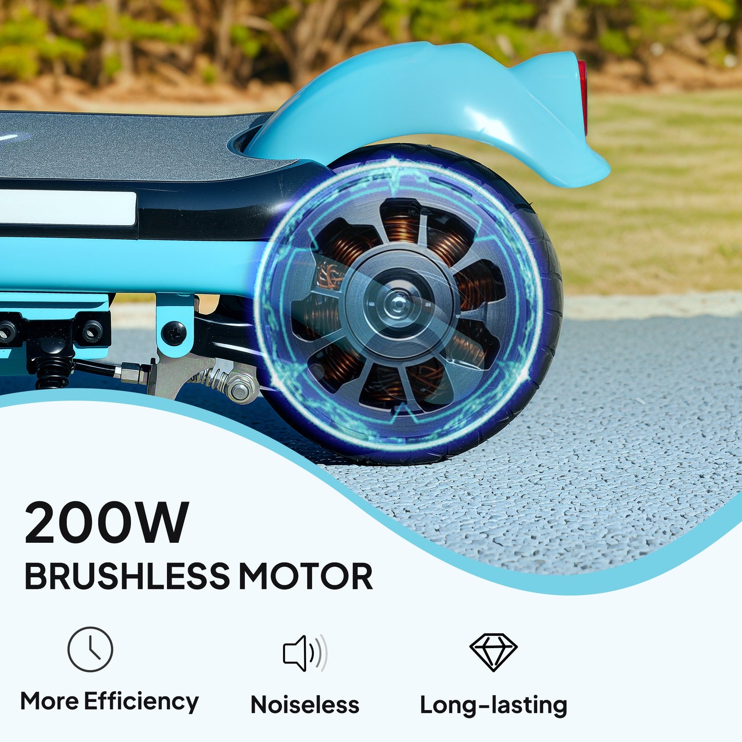 AIYAPLAY Electric Scooter for Kids Ages 6-14, Dual Brakes, Flash Wheel, Colorful Light, 12 KM/H & 10 KM Range, Blue
