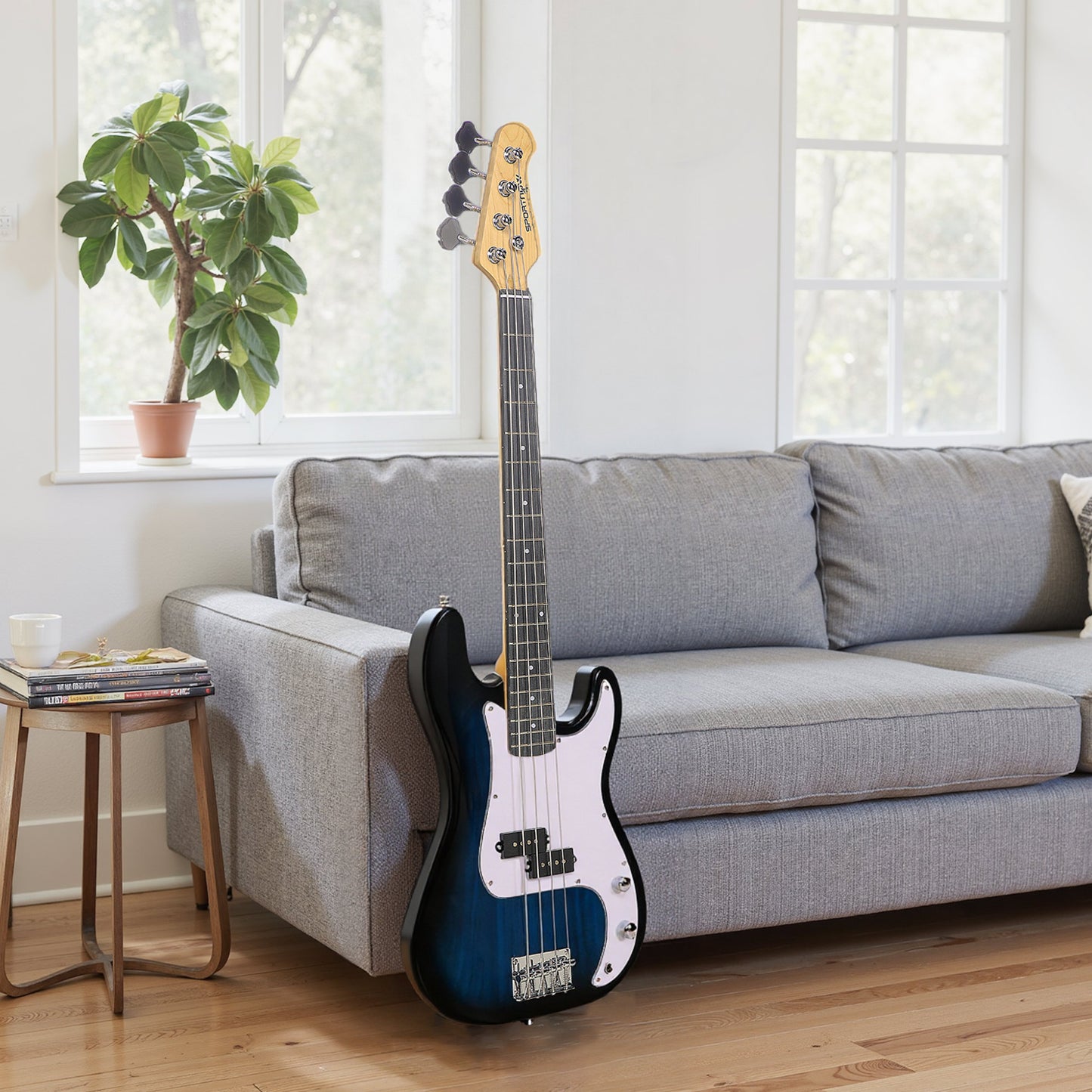 SPORTNOW 4 String Full Size Electric Bass Guitar for Beginners