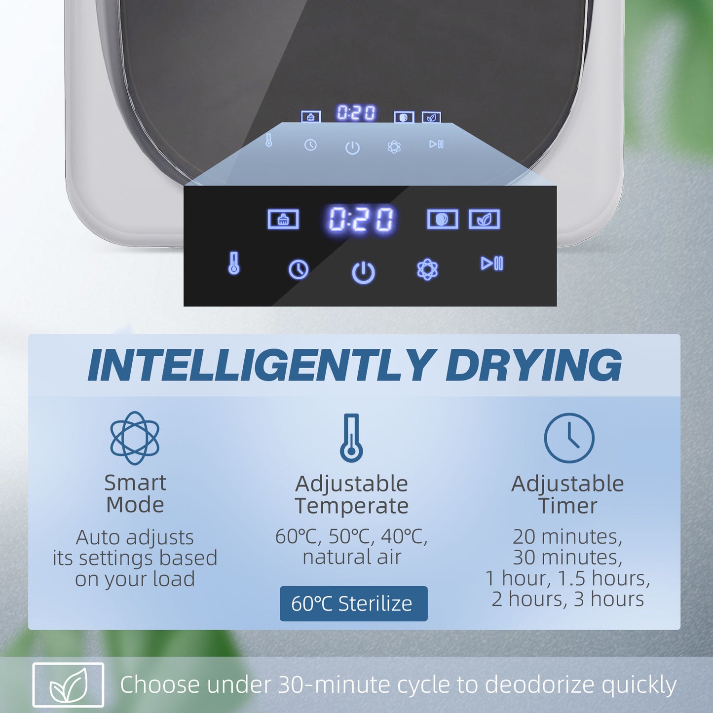HOMCOM 2.5kg Vented Tumble Dryer with Smart Mode, 800W Compact Tumble Dryer with Stainless Steel Tub, Silver Tone
