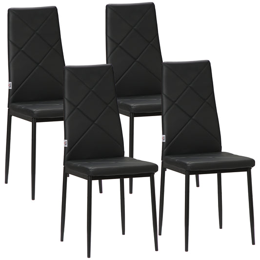 HOMCOM Faux Leather Dining Chairs Set of 4 - Black