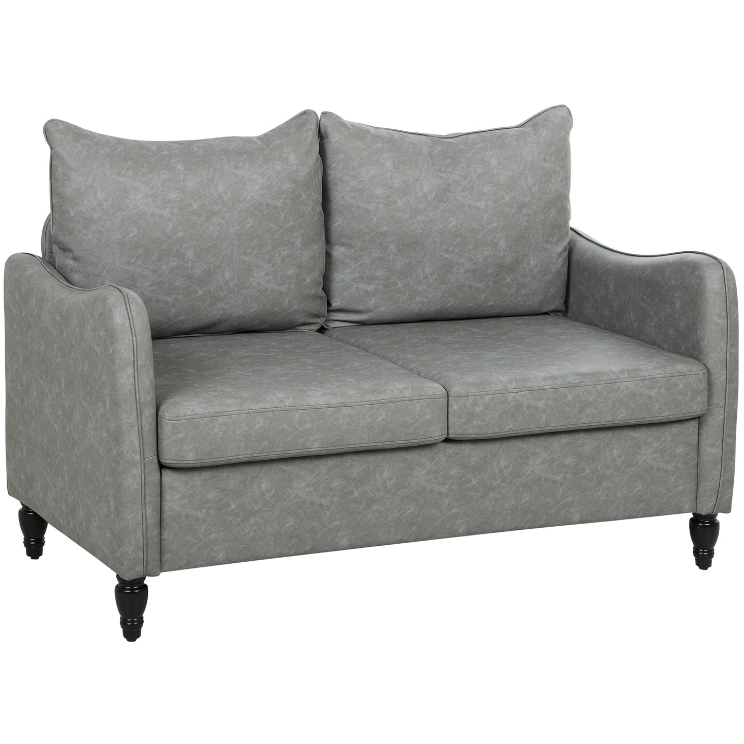 HOMCOM Faux Leather Marble-Effect Two-Seater Sofa - Grey