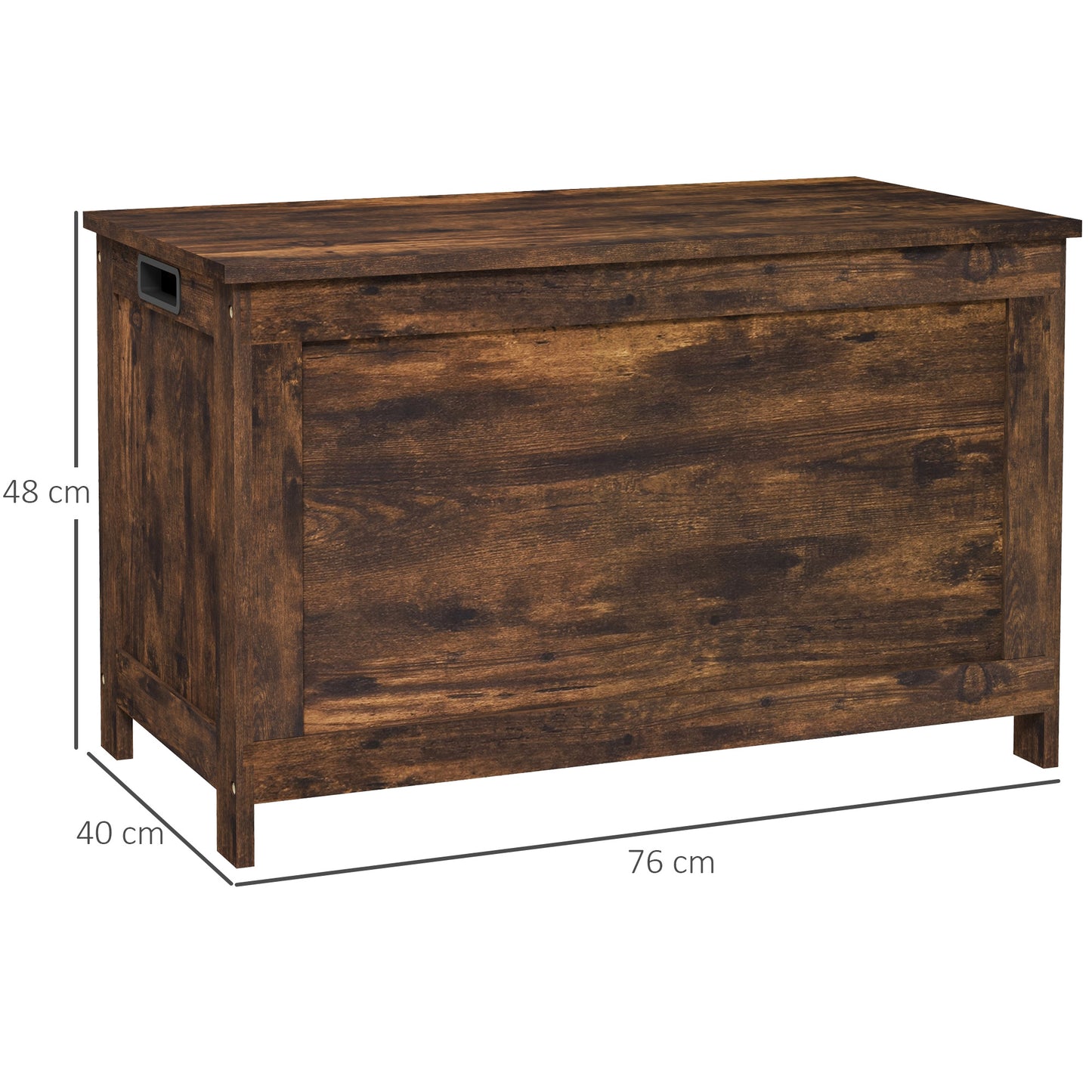 HOMCOM Storage Chest, Modern Wooden Trunk with Safety Hinges & Cut-out Handles, for Living Room/Entryway, 76x40x48 cm, Rustic Brown