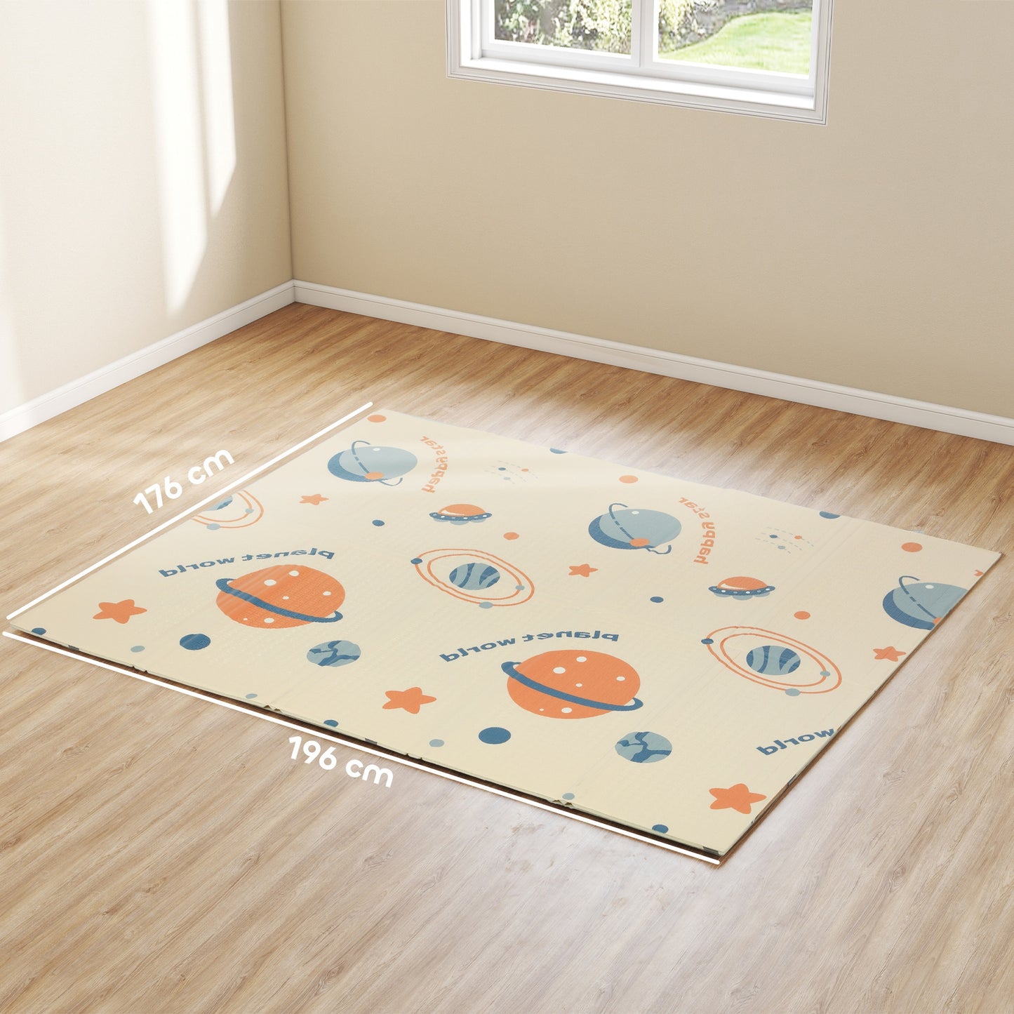 AIYAPLAY Baby Play Mat, Double Sideded Foldable Kids Crawling Mat, Reversible & Waterproof, Astronaut and Planet