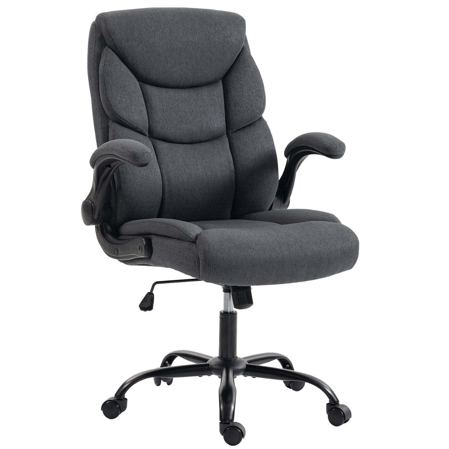 HOMCOM Office Chair, Executive Desk Chair with Flip-up Armrest, Thick Padding, 360 Degree Swivel, Dark Grey