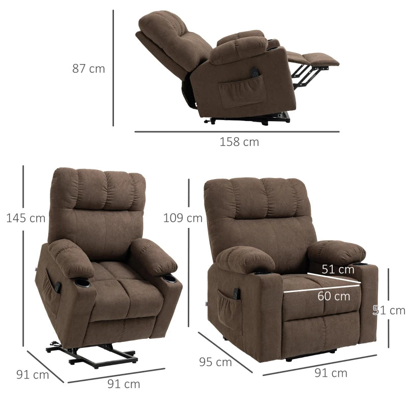 HOMCOM Electric Riser and Recliner Chair for Elderly, Power Lift Recliner Chair with Remote Control, Dark Brown