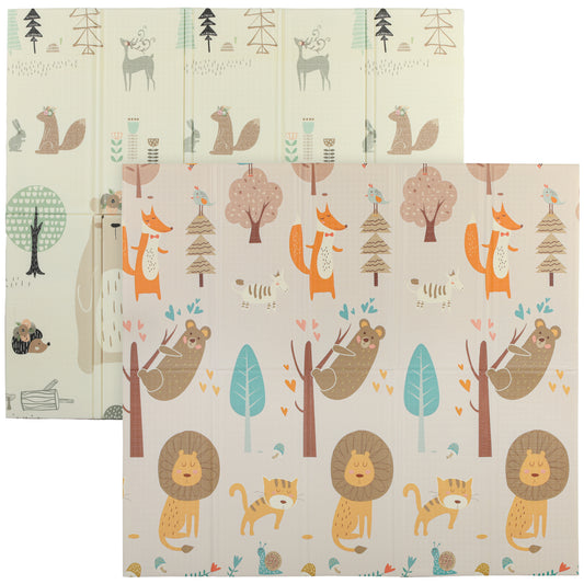 AIYAPLAY Baby Play Mat, Double Sideded Foldable Kids Crawling Mat, Reversible & Waterproof, Animal