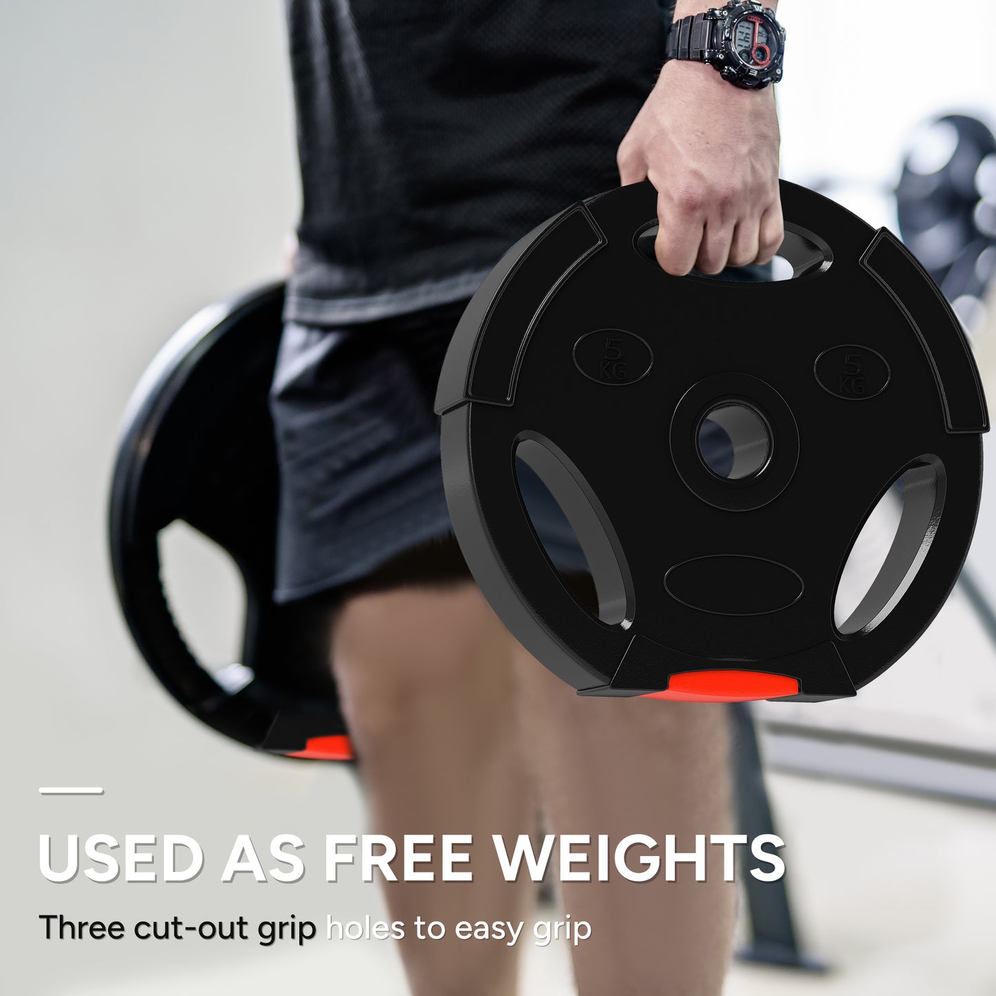 SPORTNOW Olympic Weight Plates Set, with Two 10kg and Two 5kg weights, Black