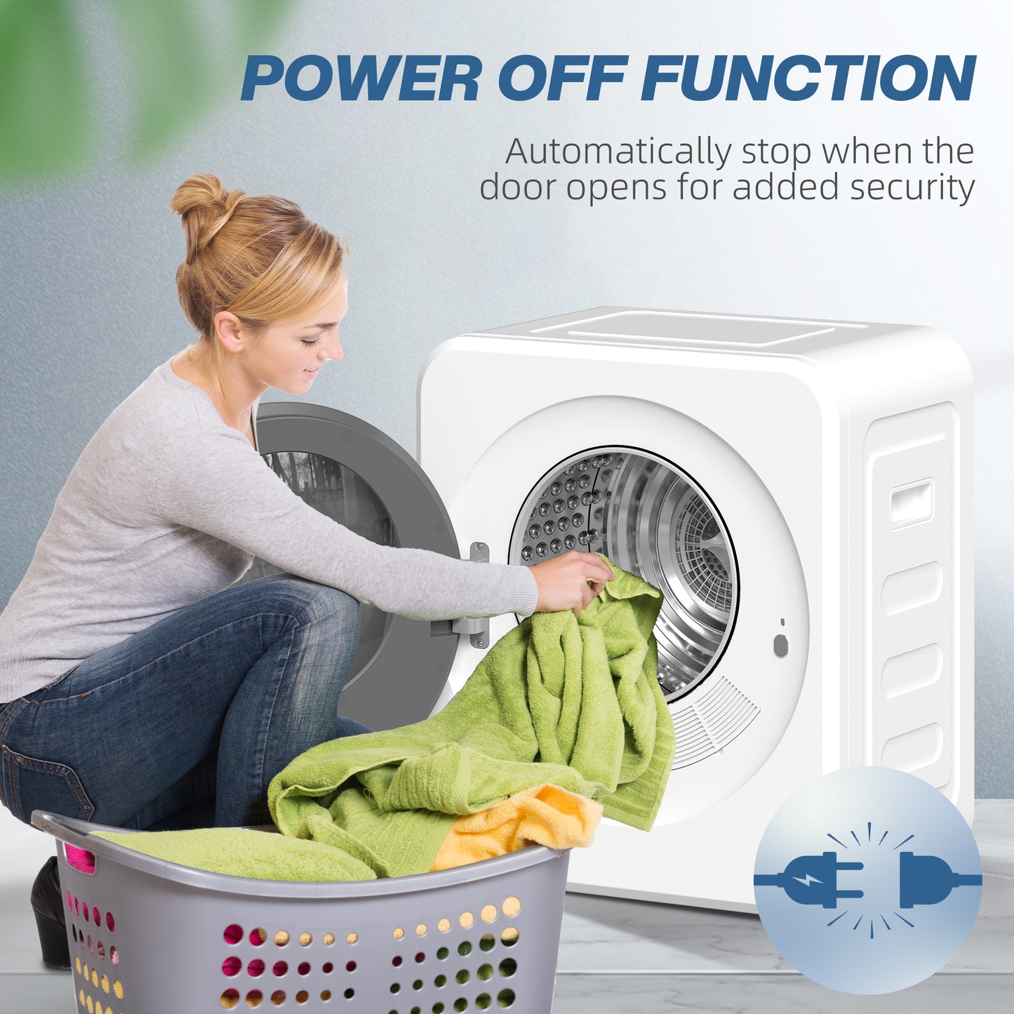HOMCOM 4kg Vented Tumble Dryer, 800W Compact Freestanding Front Dryer with Stainless Steel Tub, Timer, Wall-Mountable, White