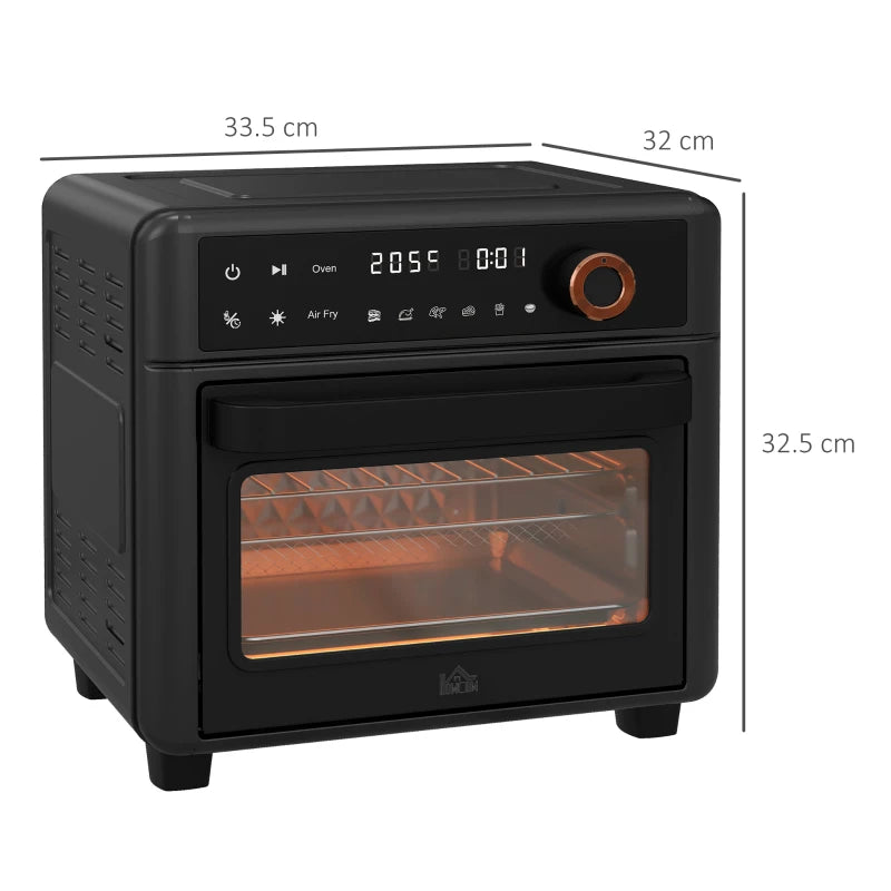 HOMCOM Air Fryer Oven, 13L Mini Oven, Multifunction Countertop Convection Oven with 12 Presets, Adjustable Temp and Time, 1200W