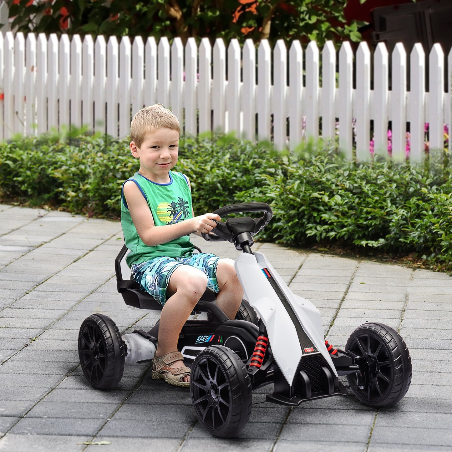 HOMCOM 12V Electric Go Kart for Kids White