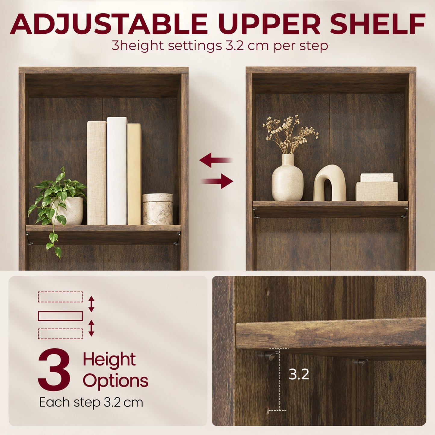 HOMCOM 6-Tier Bookcase, Tall Narrow Bookshelf with Drawer, Door, Adjustable Shelf for Living Room, Rustic Brown