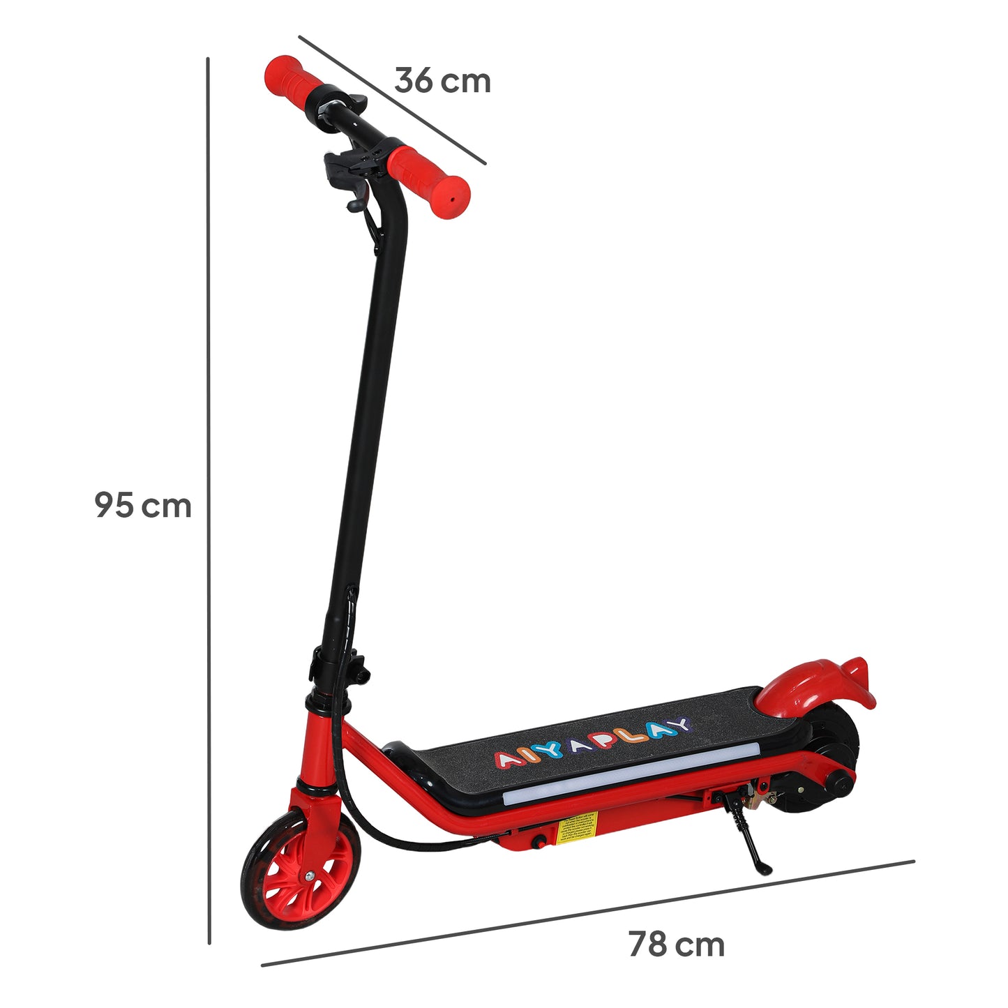 AIYAPLAY Kids Electric Scooter, Ages 6-14, Dual Brakes, Flash Wheel, Colorful Light, Up to 12 KM/H & 10 KM Range, Red