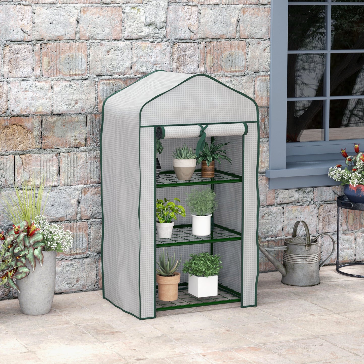 Outsunny Three-Tier Mini Greenhouse - White