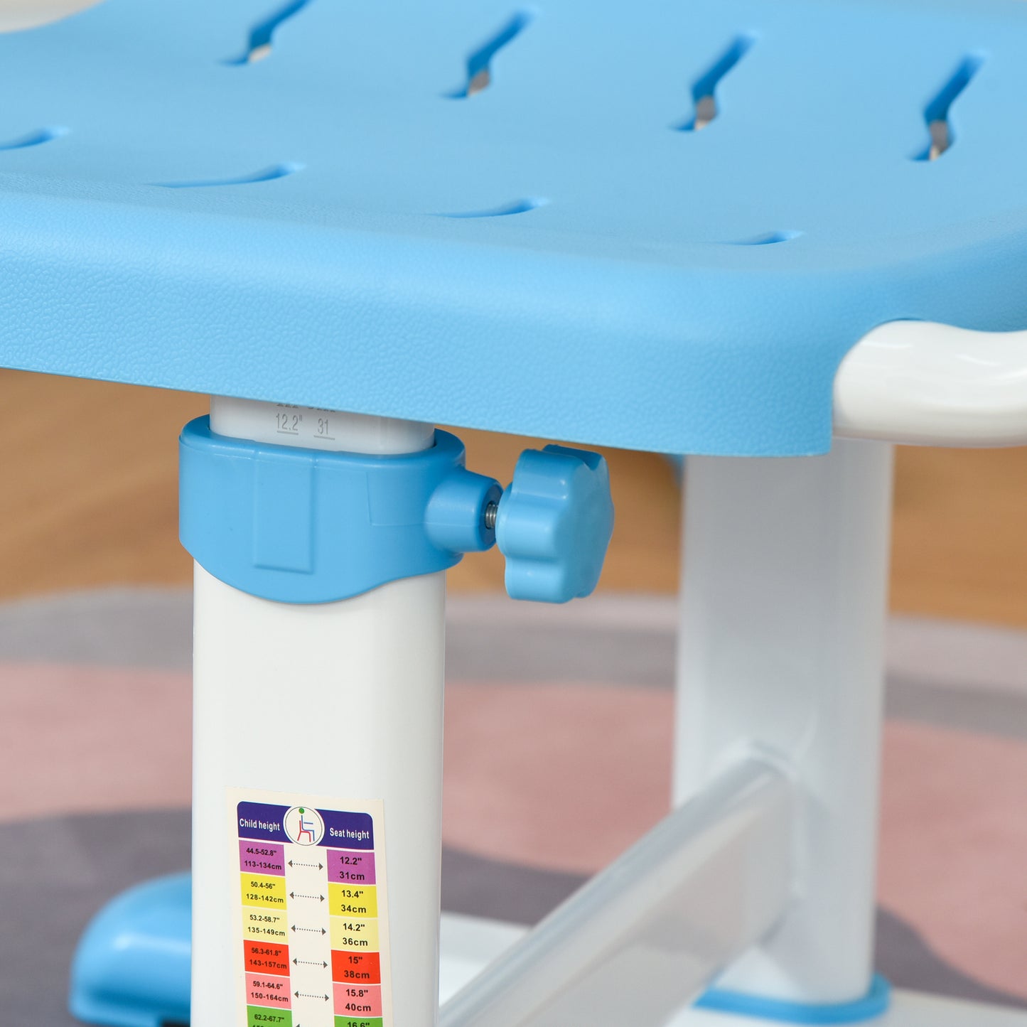 HOMCOM Kids Study Desk and Chair Set w/ Adjustable Height, Storage Drawer - Blue