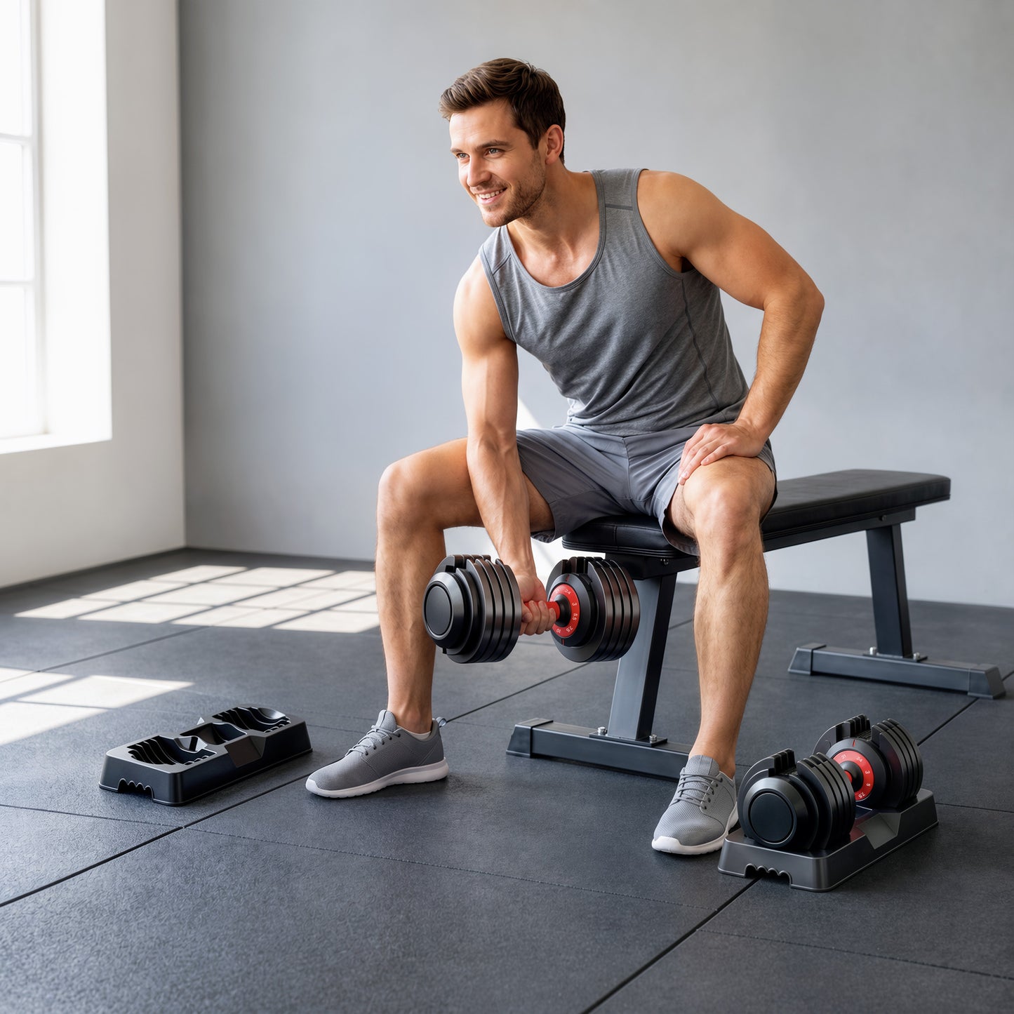 SPORTNOW 24kg Adjustable Dumbbell Set of 2, 10-in-1 Dumbbell Weights with Quick-Dial System