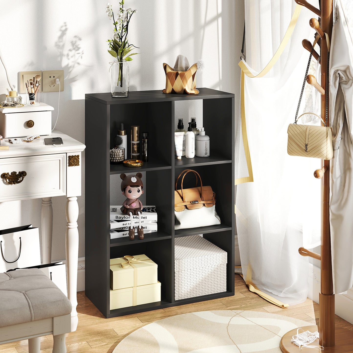 HOMCOM 6-Cube Bookshelf - Black