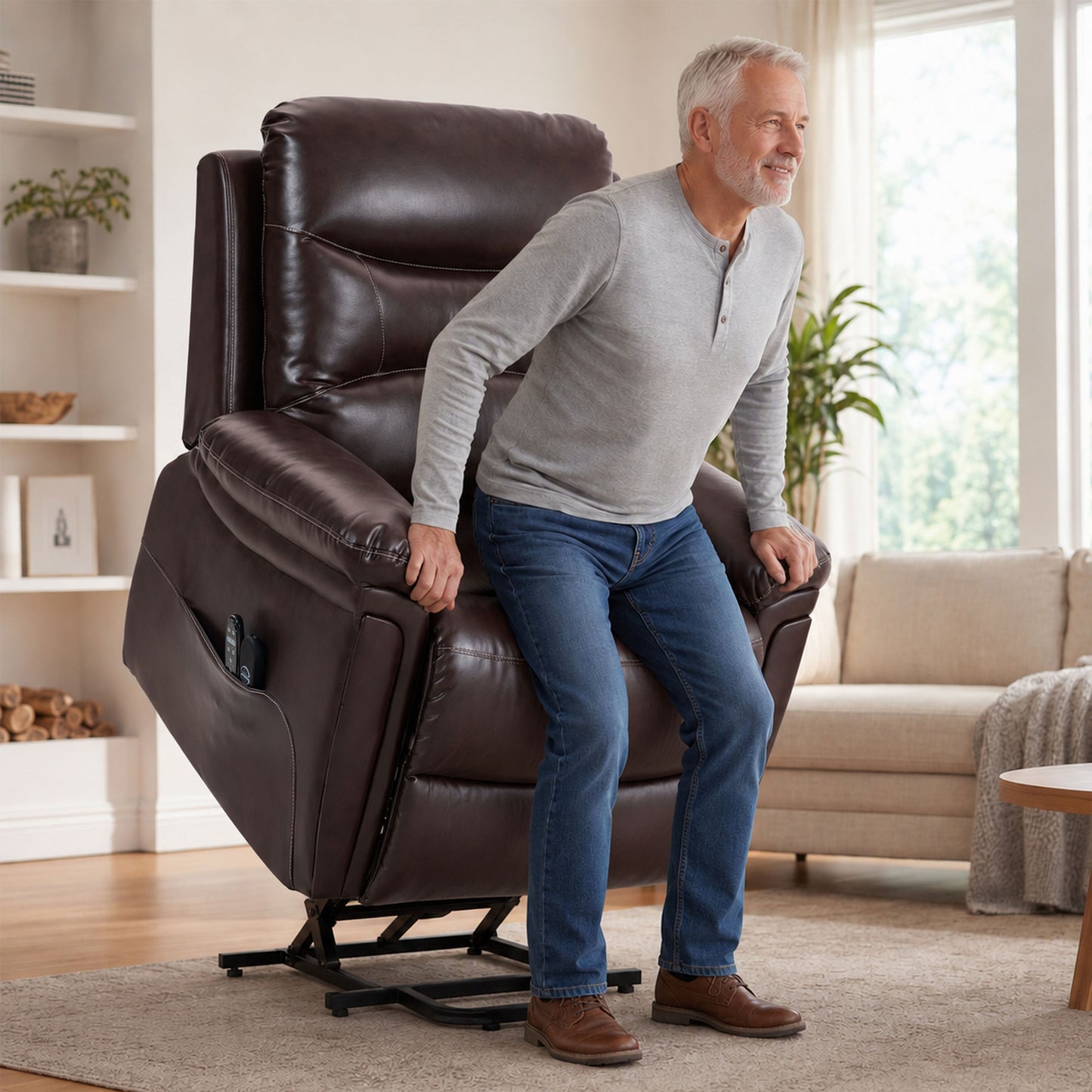 HOMCOM Riser Recliner Chair with Massage and Heat, Electric Lift Recliner Armchair for Elderly with Spring Cushion, Brown