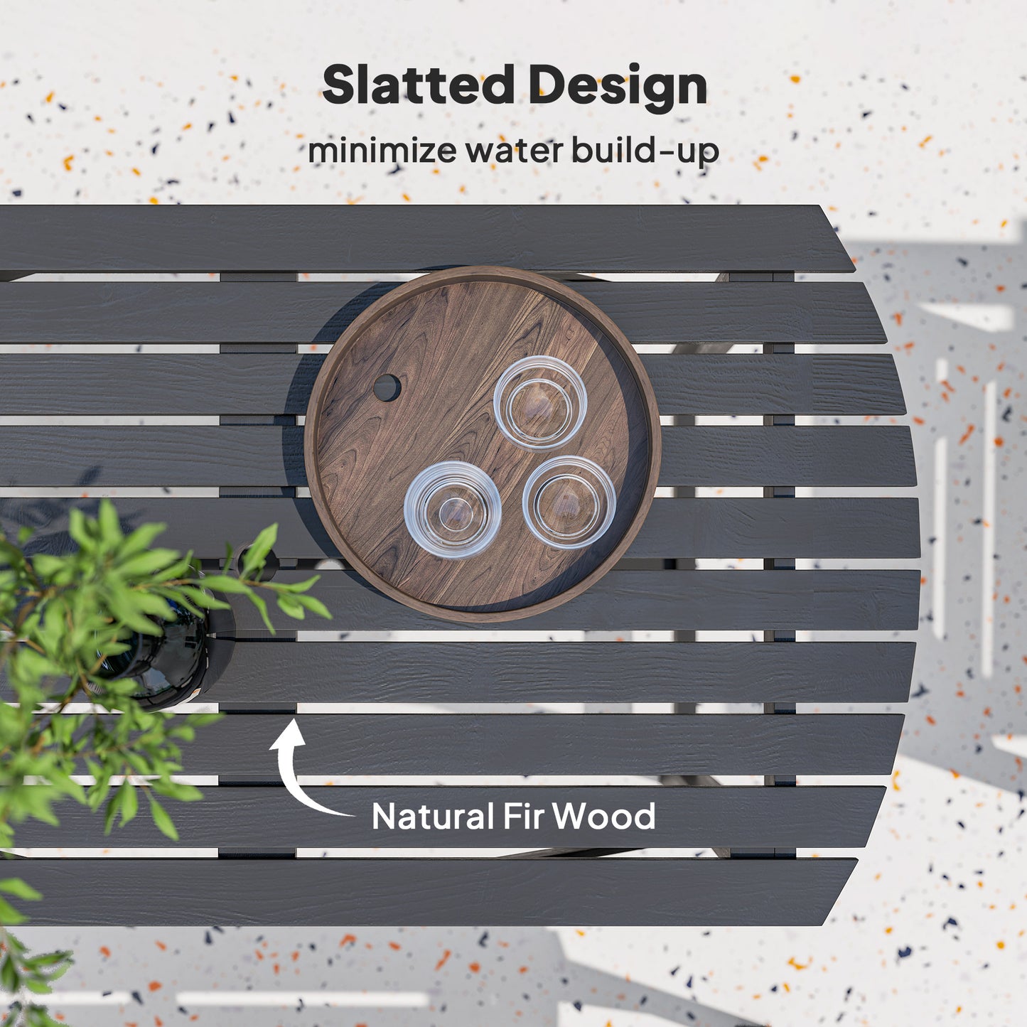 Outsunny 5-Piece Wooden Garden Dining Set for 6, 2 Armchairs, 2 Loveseats, Dining Table with Umbrella Hole, Patio/ Balcony, Grey