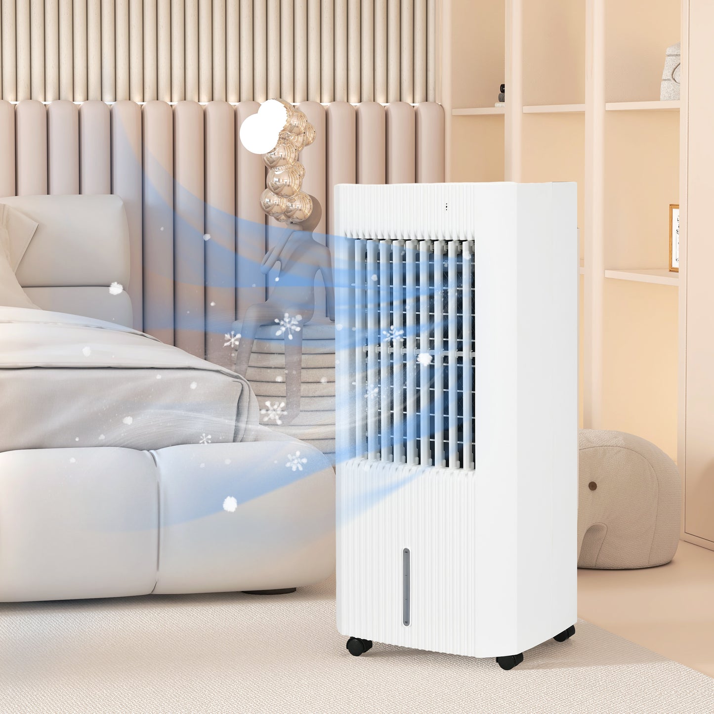 HOMCOM Portable Air Cooler with 5 Litre Water Tank, Oscillation, LED Display, Remote, 15 Hour Timer, Evaporative Air Cooler Fan with 3 Speeds, 3 Modes, Ice Packs, for Home Office