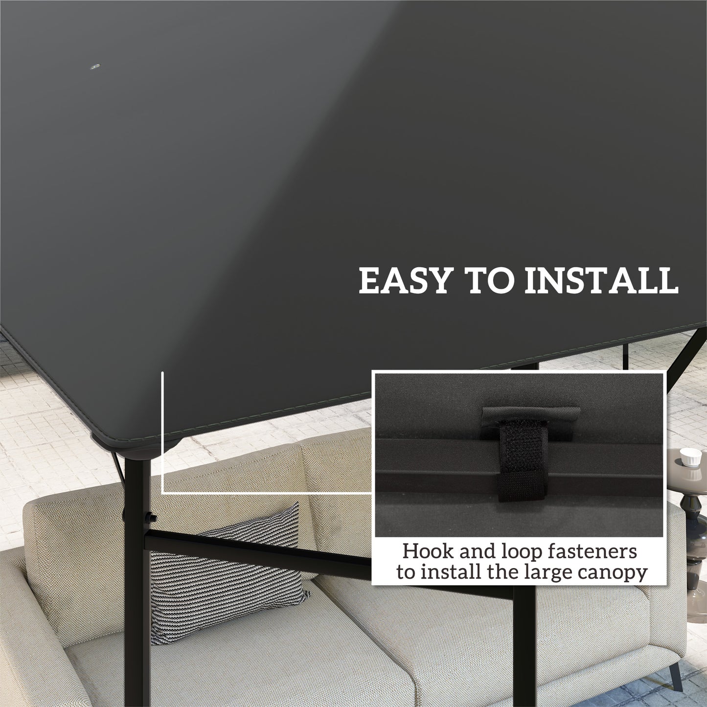 Outsunny 3 x 3(m) Gazebo Canopy Replacement Cover TOP COVER ONLY, Grey