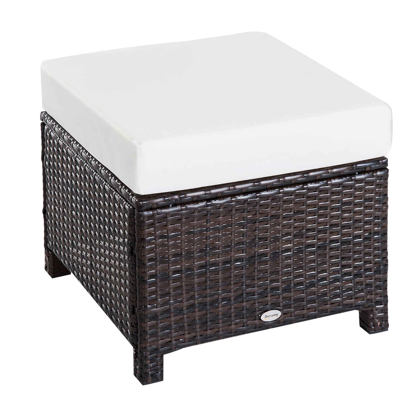 Outsunny Rattan Ottoman, 50Wx50Dx35H cm-Brown
