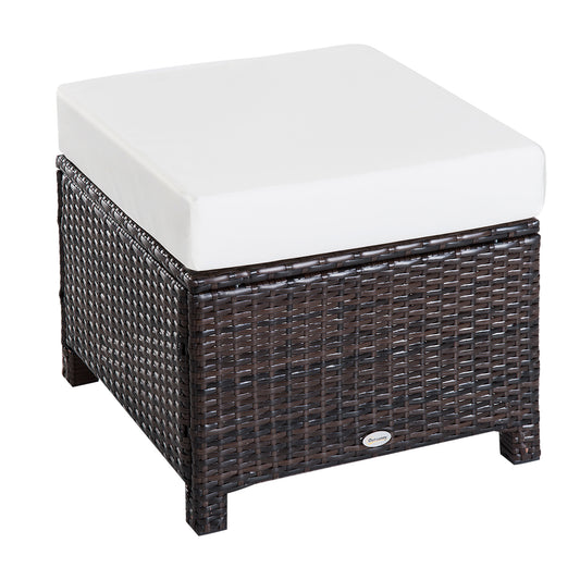 Outsunny Rattan Ottoman, 50Wx50Dx35H cm-Brown