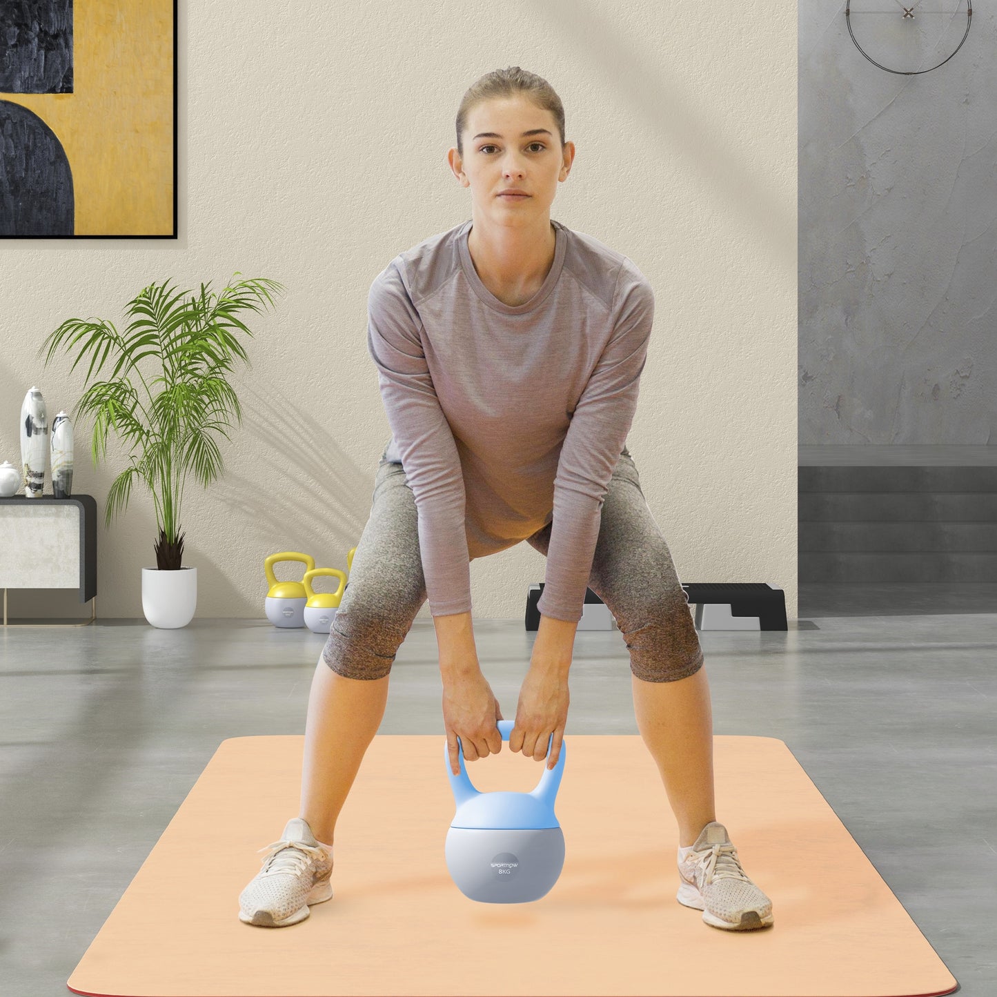 SPORTNOW 8KG Soft Kettlebell, Kettlebell with Non-Slip Handle for Home Gym, Weight Lifting, Strength Training, Light Blue/Grey