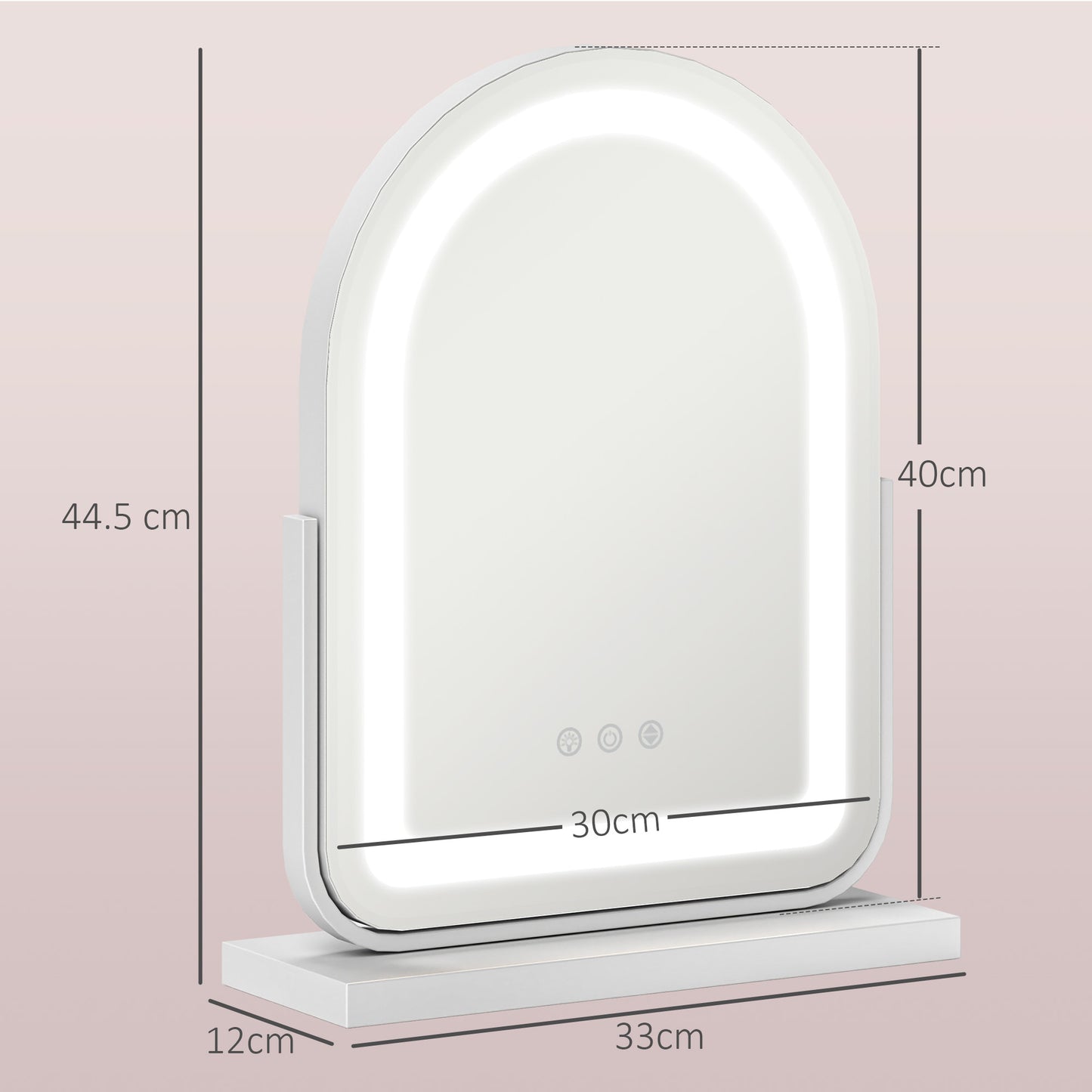HOMCOM LED Vanity Mirror, Lighted Makeup Mirror with 3 Colour Modes, Touch Screen, White