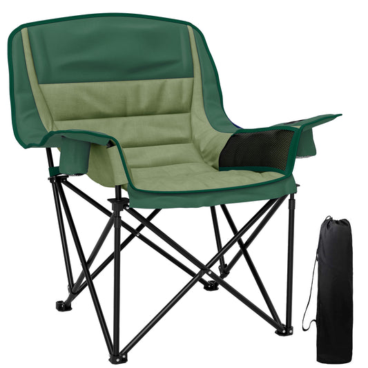 Outsunny Portable Padded Camping Chair, with Bag - Olive Green