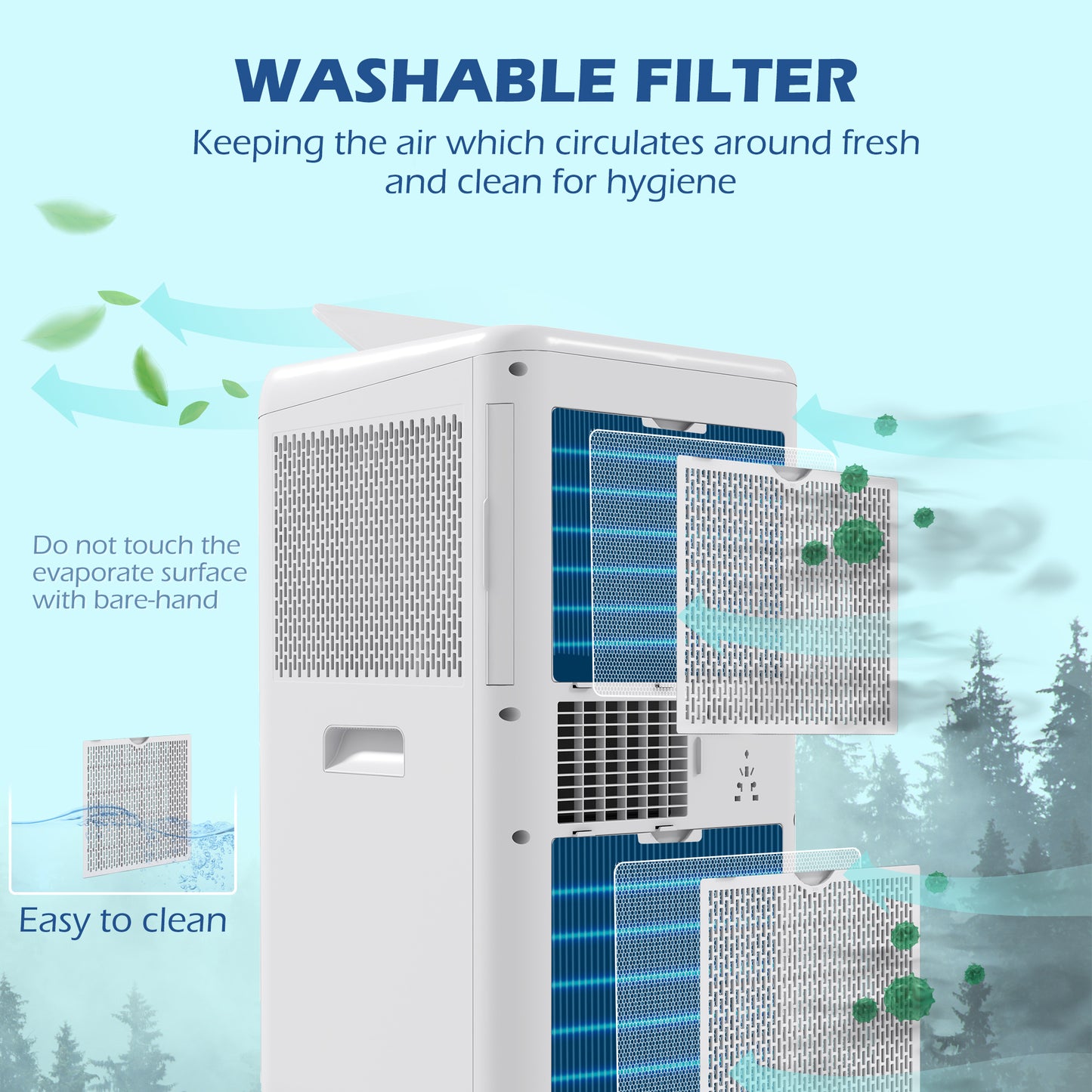 HOMCOM 12,000 BTU Mobile Air Conditioner for Room up to 28m with Dehumidifier Auto & Sleep Mode 24H Timer Wheels