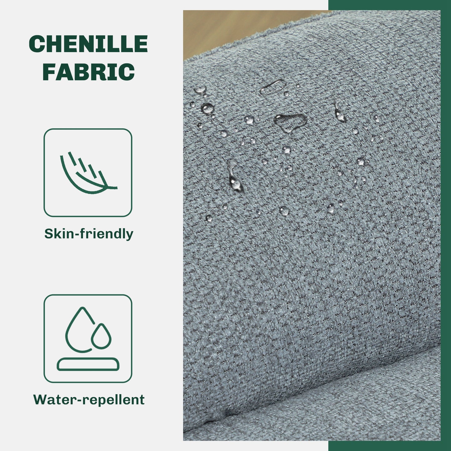 HOMCOM Swivel Armchair with Padded Seat, Water-Repellent Chenille Fabric, Grey