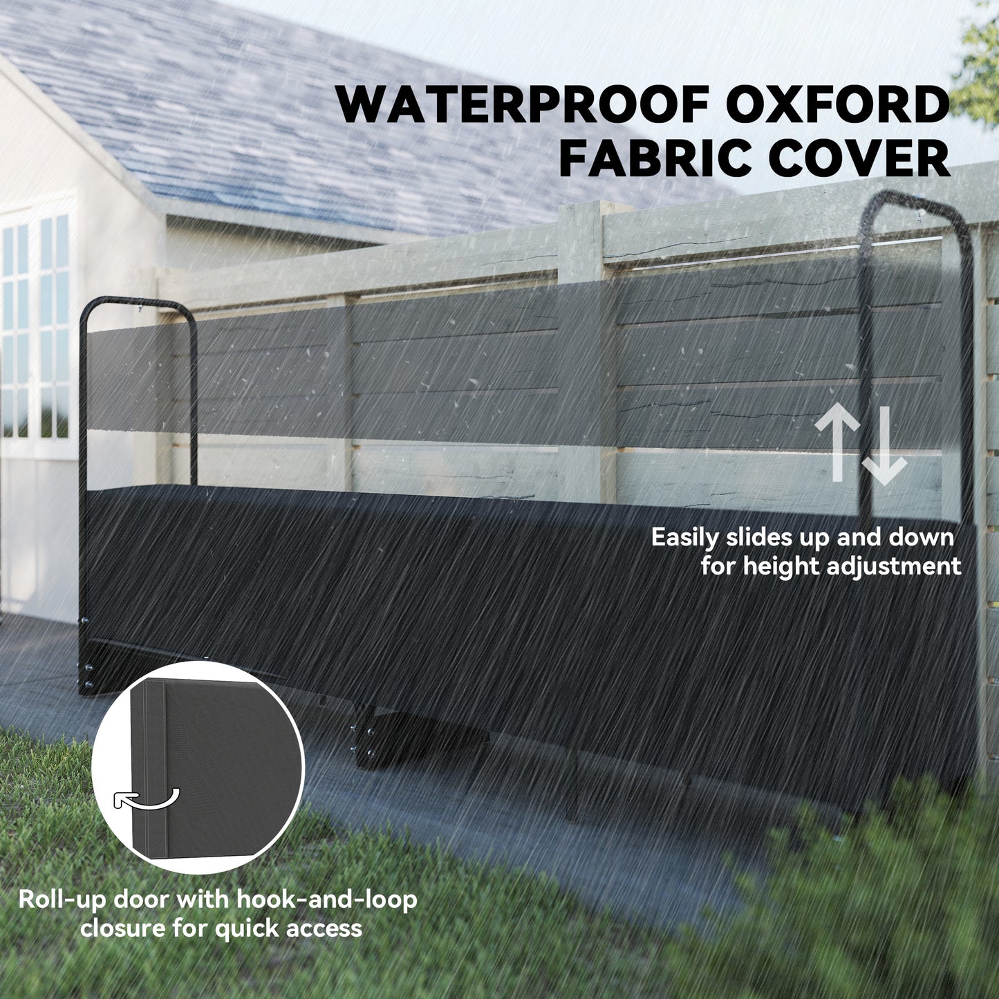 Outsunny Firewood Rack, 8.5ft Heavy Duty Log Storage with Waterproof 600D Oxford Cover, 300 kg Capacity, Black