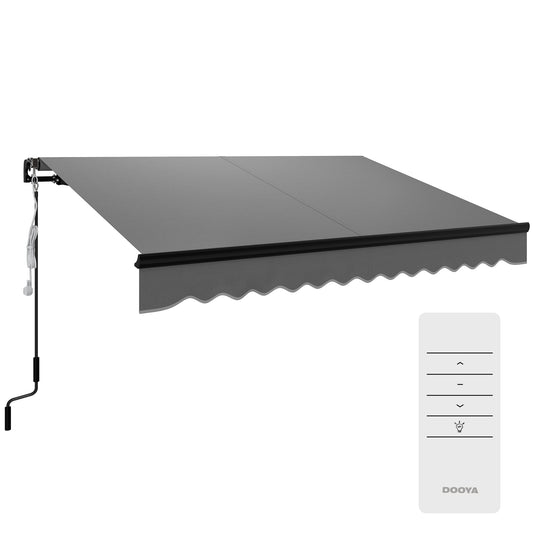 Outsunny Electric Awning 3x2.5m, LED Light, Remote, UV50+ Sun Shade, Aluminium Frame, Dark Grey