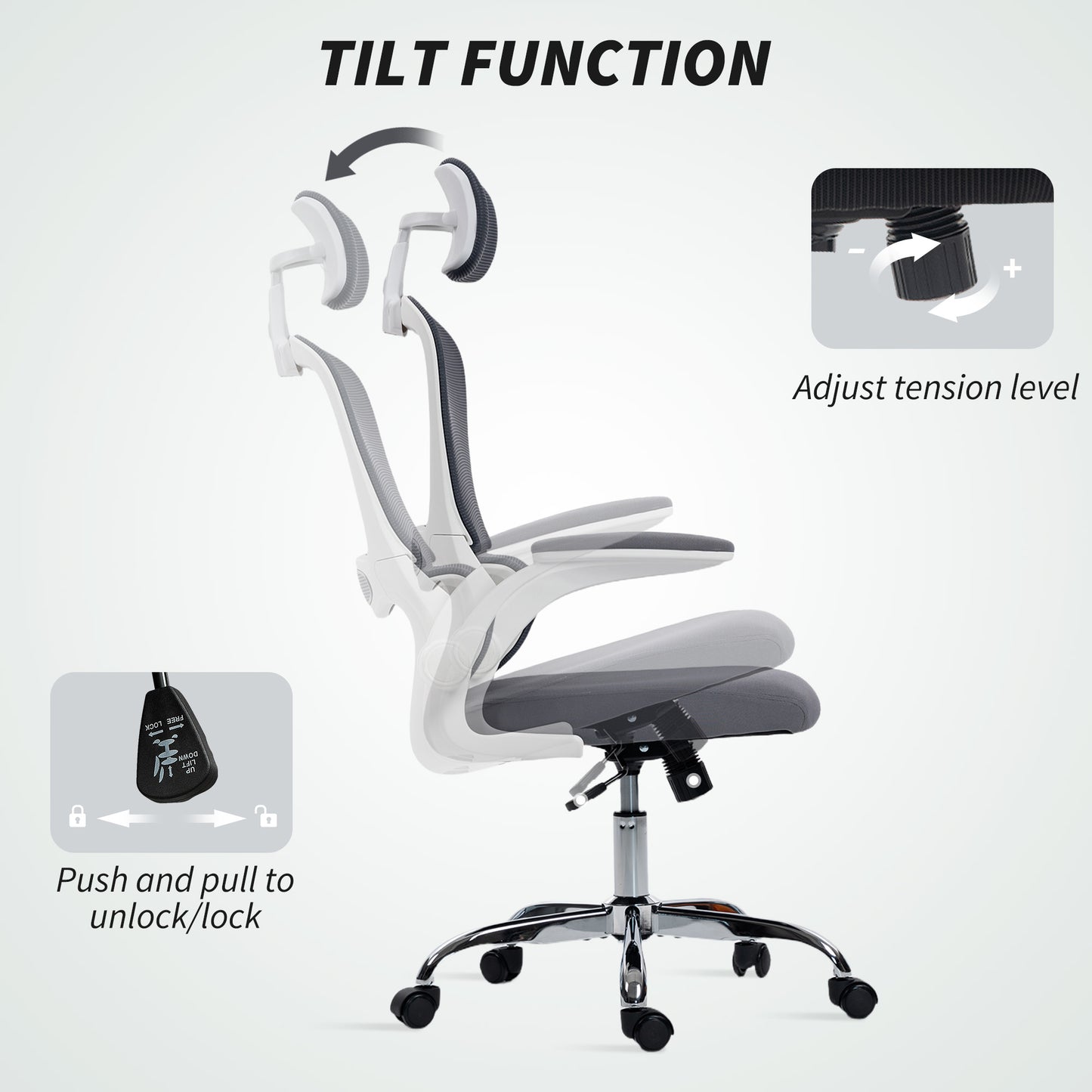 HOMCOM Mesh Back Office Chair, with Lumbar Support - Charcoal Grey