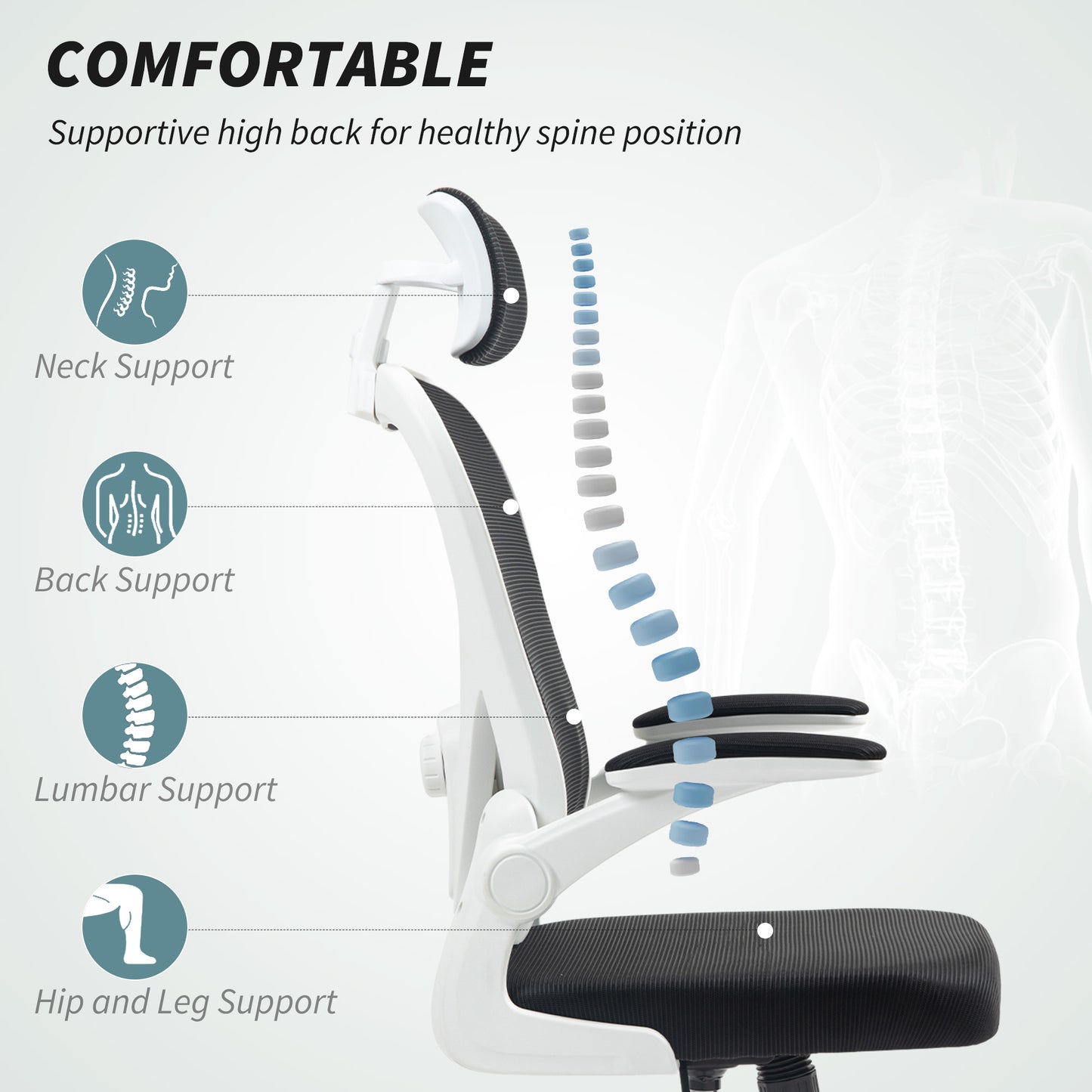 HOMCOM Executive Office Chair, High Back, Adjustable Lumbar Support, Black
