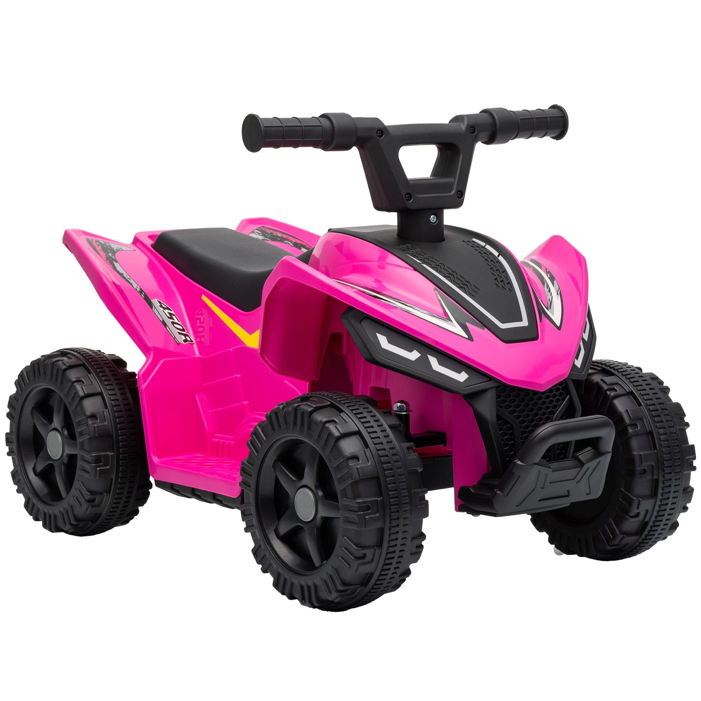 AIYAPLAY 6V Battery Powered Kids ATV, Quad Bike w/ Handlebar Button Control, Max 1.2MPH, Max 55lbs Load, for 18-48 M, Rose Red
