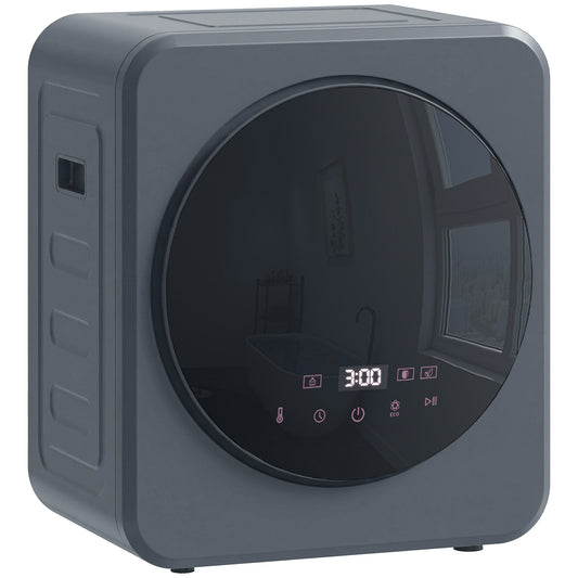 HOMCOM Vented Tumble Dryer, 4kg Front Tumble Dryer with Stainless Steel Tub, 800W Compact Freestanding Grey