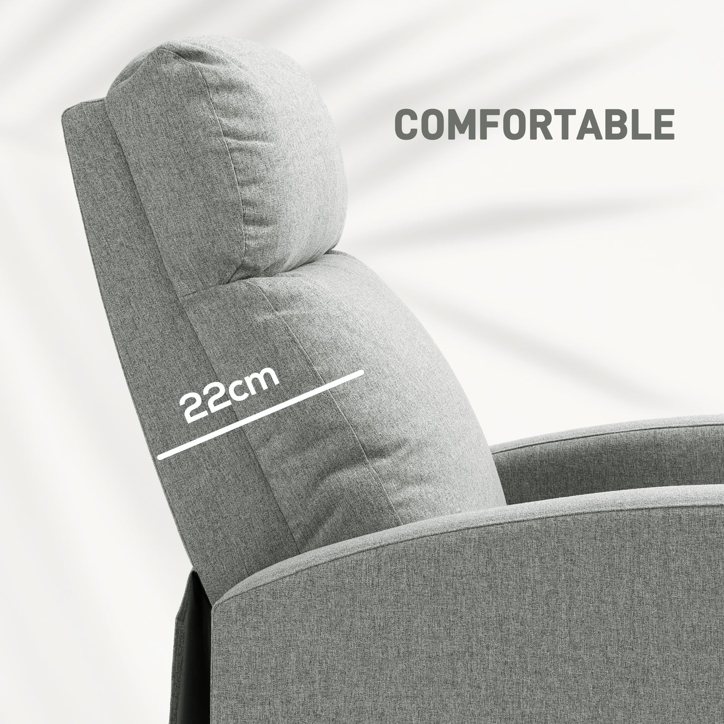 HOMCOM Push Back Recliner Armchair with Adjustable Footrest and Padded Seat, Light Grey