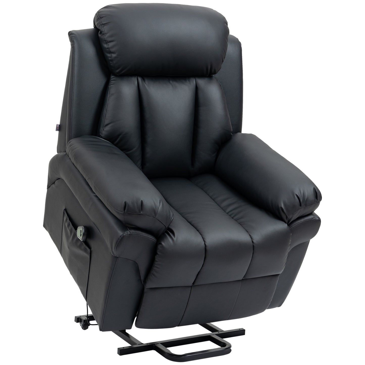 HOMCOM Power Lift Chair Recliner for Elderly, Electric Faux Leather Armchair with Remote Control and Side Pockets, Black