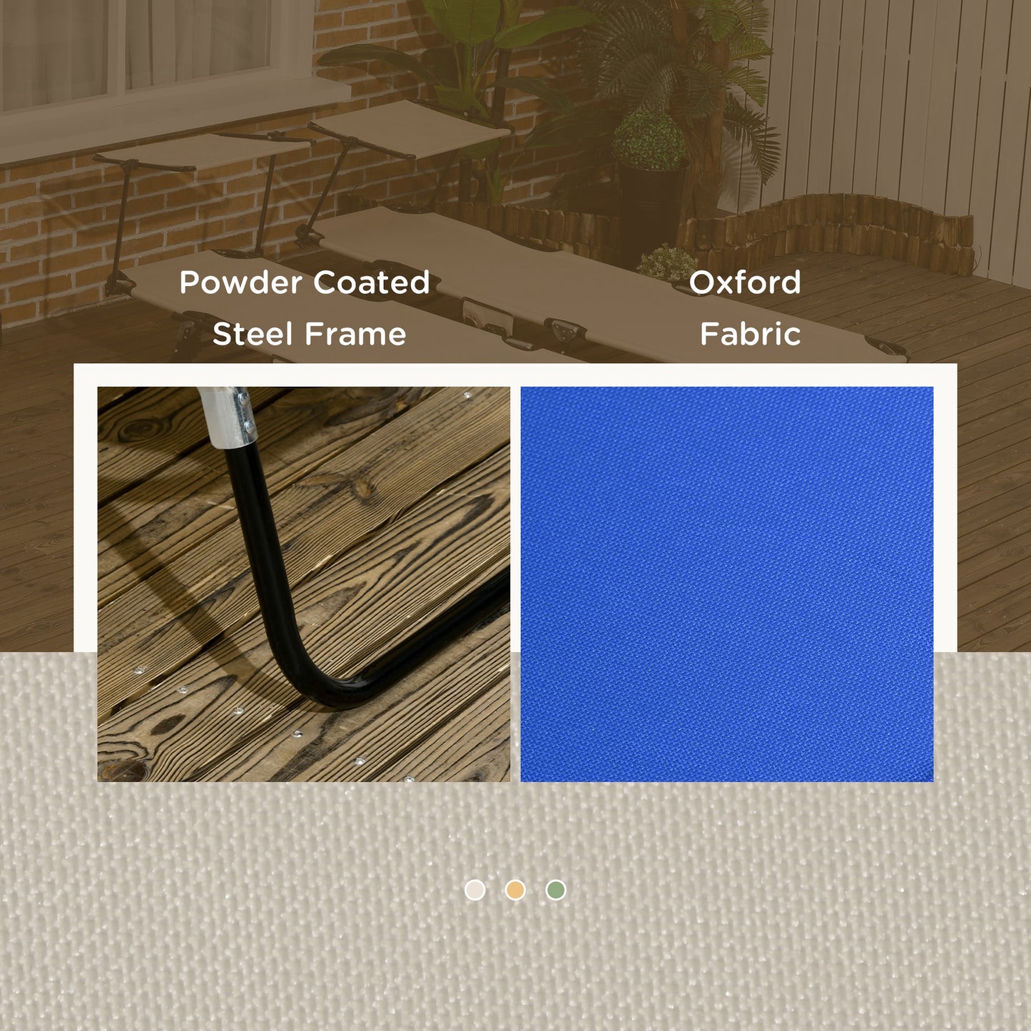 Outsunny 2 Piece Folding Sun Loungers, Adjustable Recliners with Canopy, Steel Frame, Garden/Beach, Blue