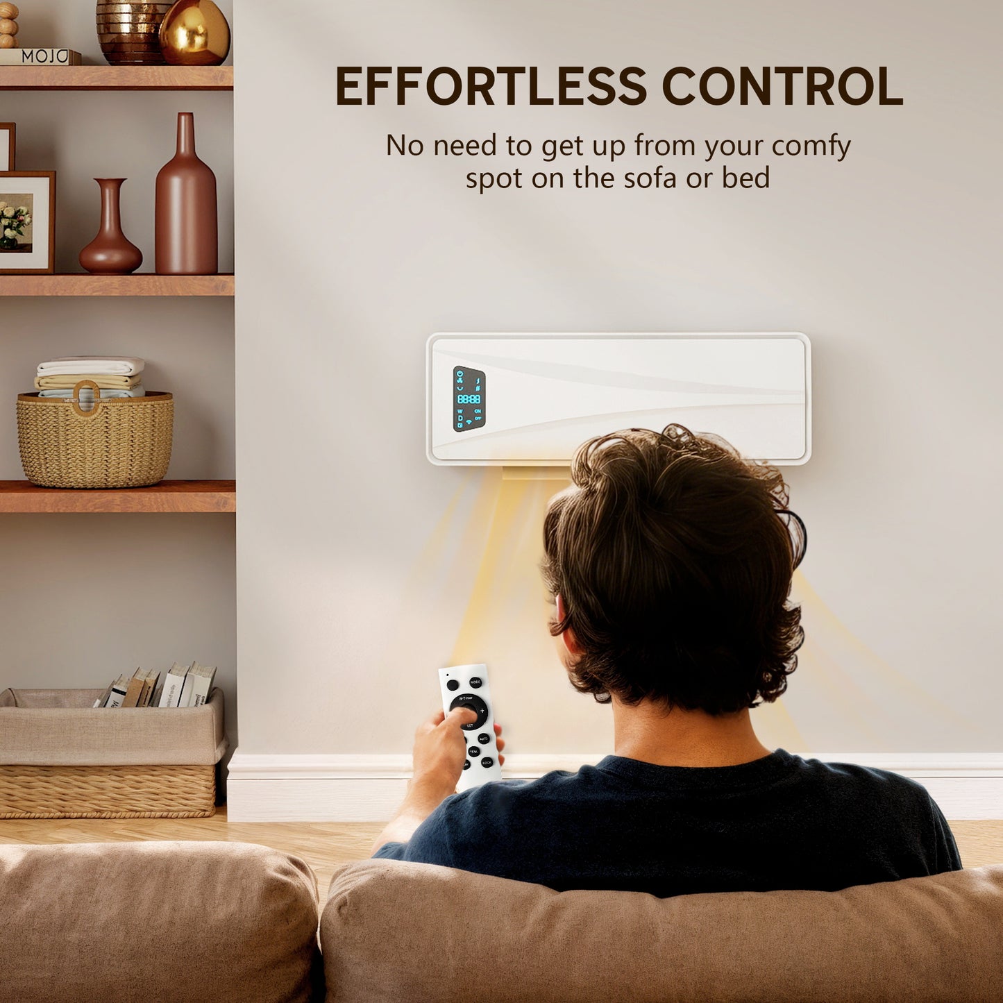 HOMCOM 2000W Wall-mounted Ceramic Electric Heater with Fan, Adjustable Thermostat - White