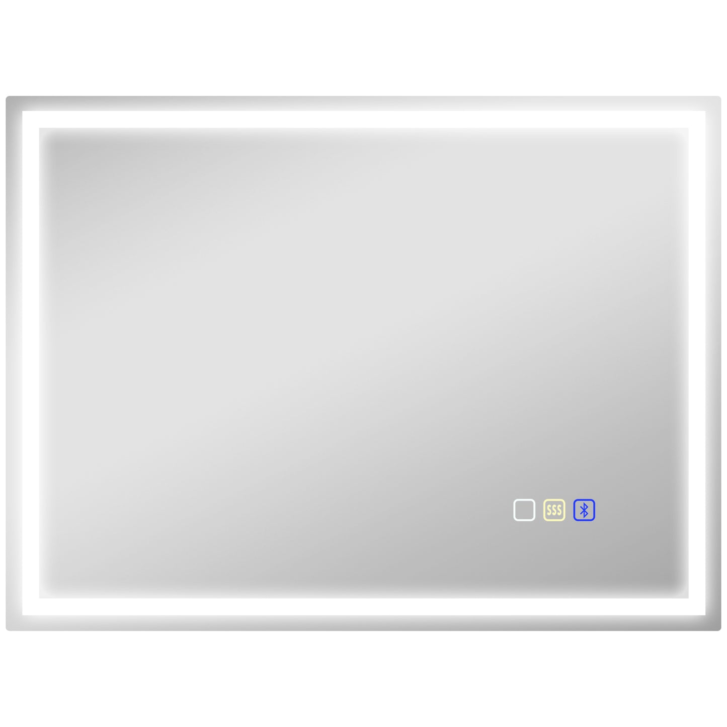 HOMCOM 60 x 80 cm Bluetooth LED Bathroom Mirror with Demister Pad - Silver Tone