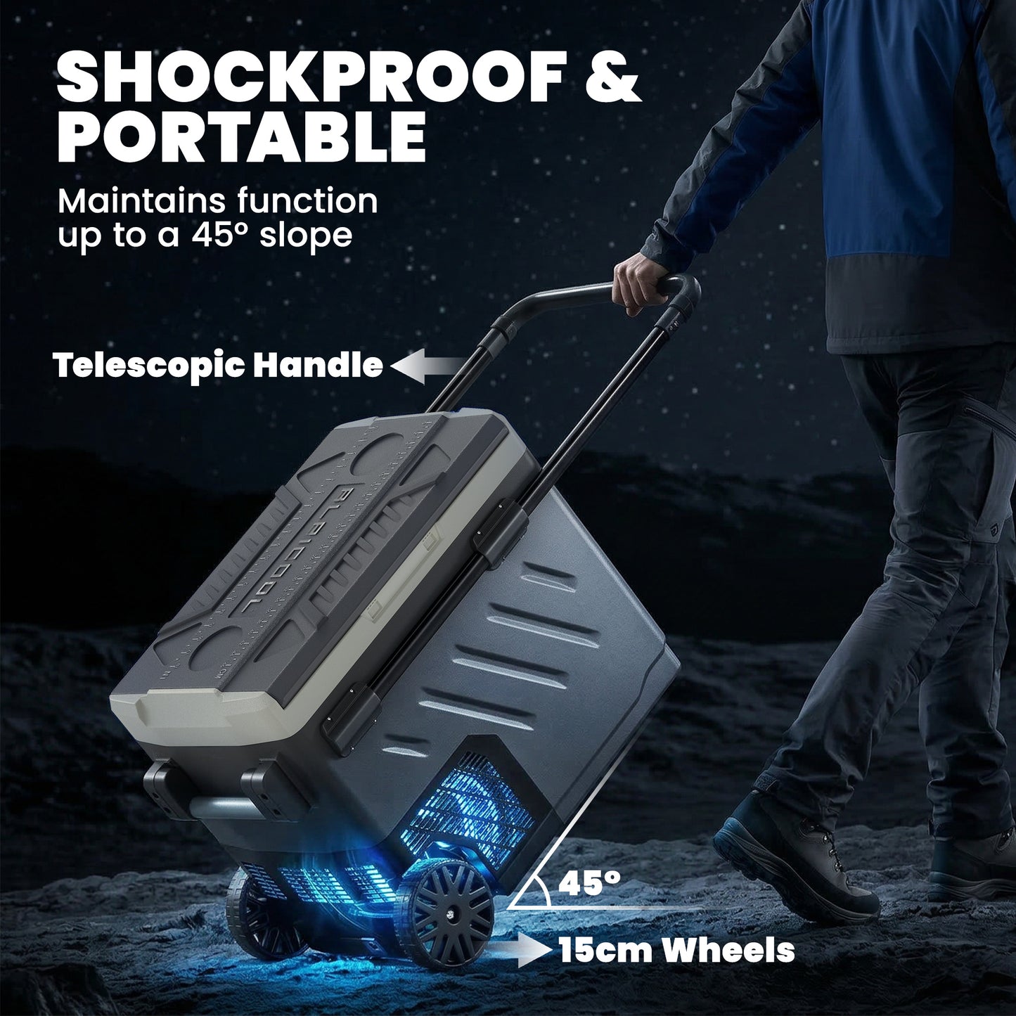 Outsunny 49L Compressor Car Fridge Freezer, Dual Zone Camping Refrigerator with App Control, Telescopic Handle, -20°C-20°C